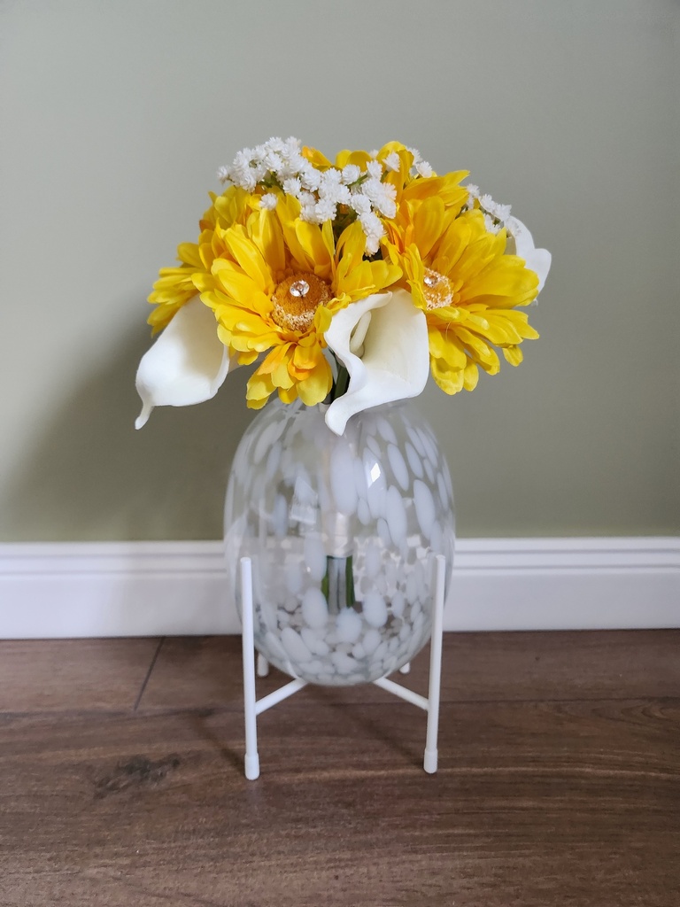 Bouquet d'arums et de gerberas jaunes