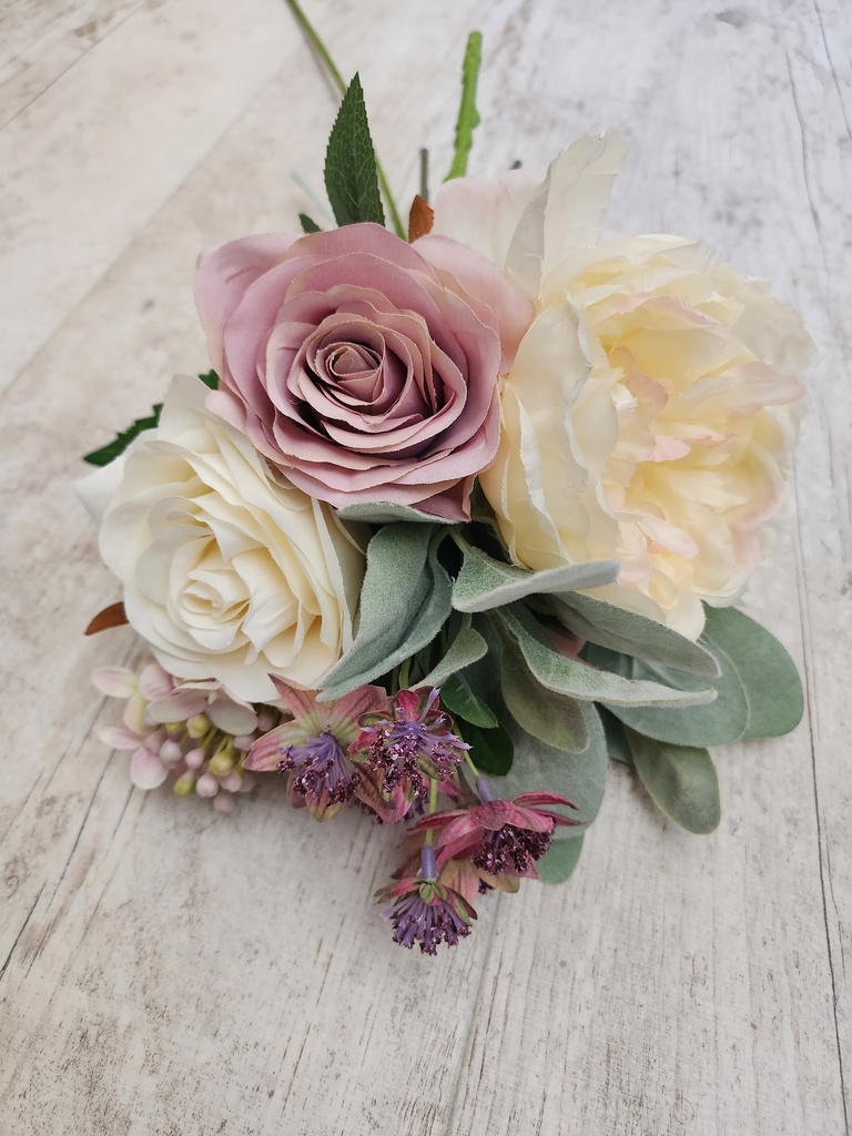 Bouquet bohême vanille et rose