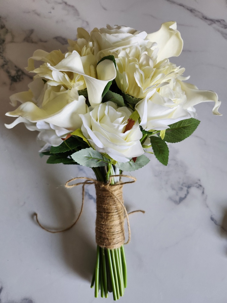 Grand bouquet artificiel de gerberas, callas et roses