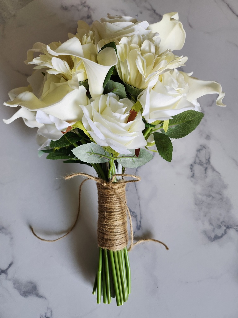 Grand bouquet artificiel de gerberas, callas et roses