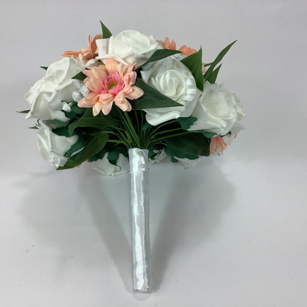 Bouqut artificiel marguerites roses gypsophile