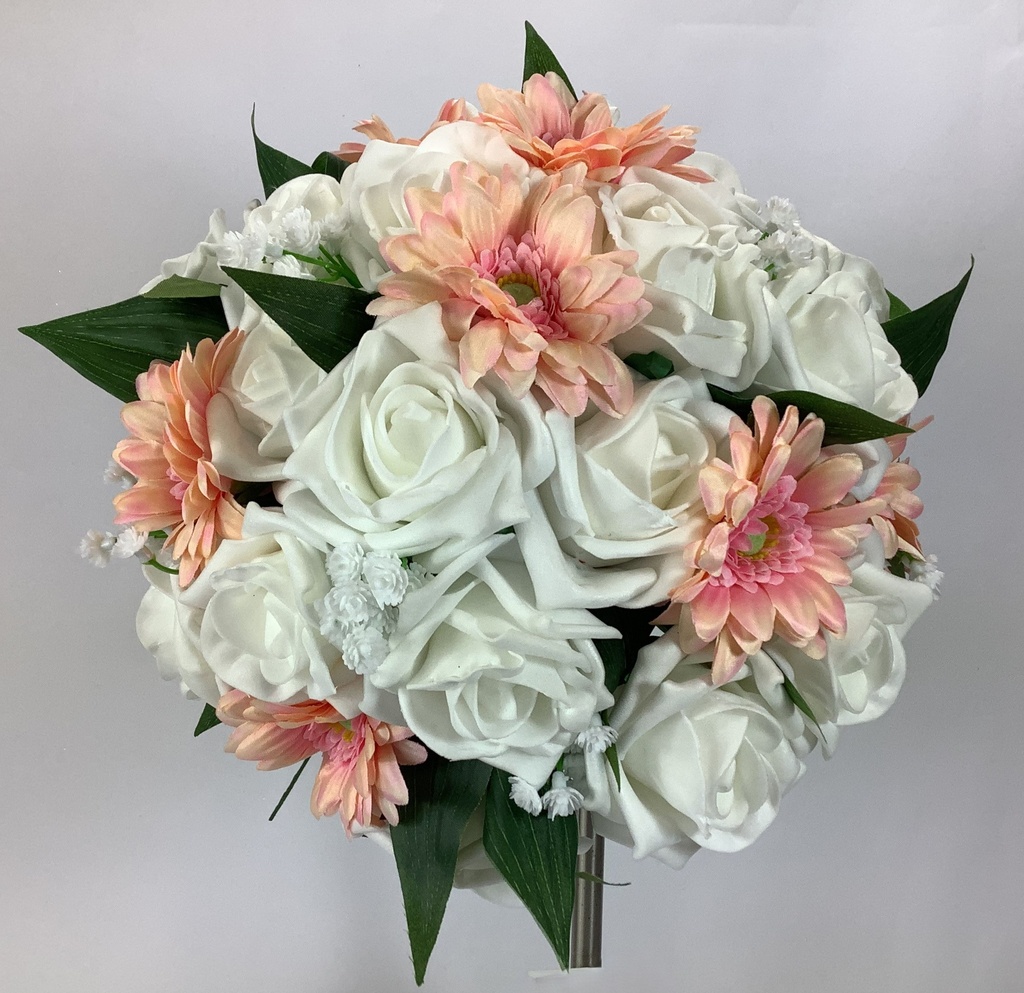 Bouqut artificiel marguerites roses gypsophile