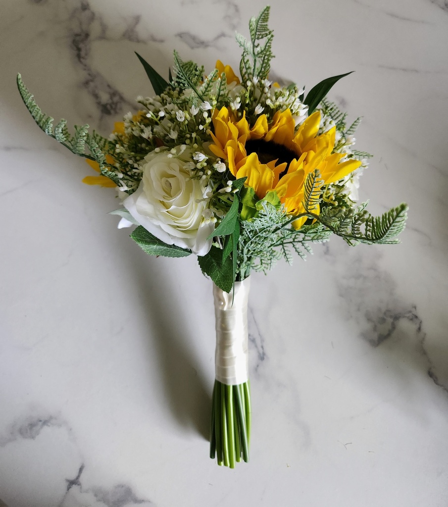 Bouquet artificiel rose et tournesol
