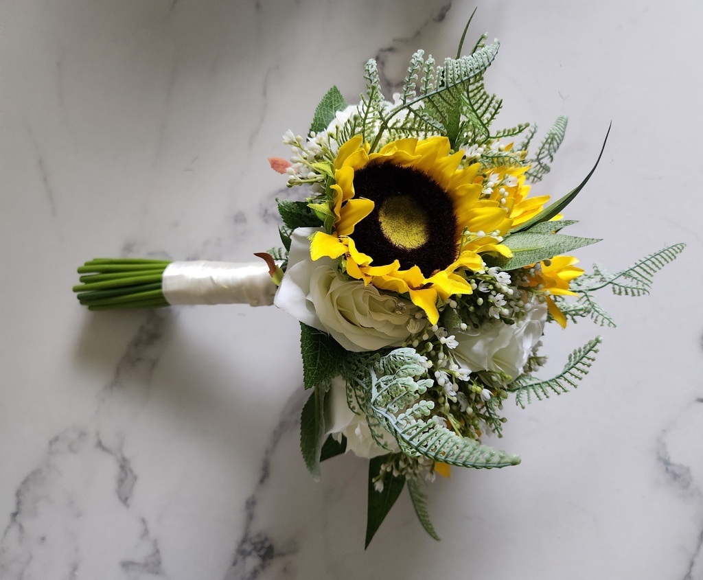 Bouquet artificiel rose et tournesol