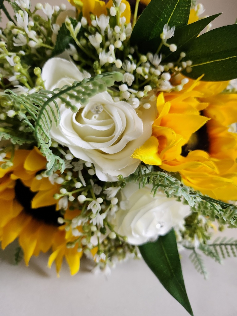 Bouquet artificiel rose et tournesol