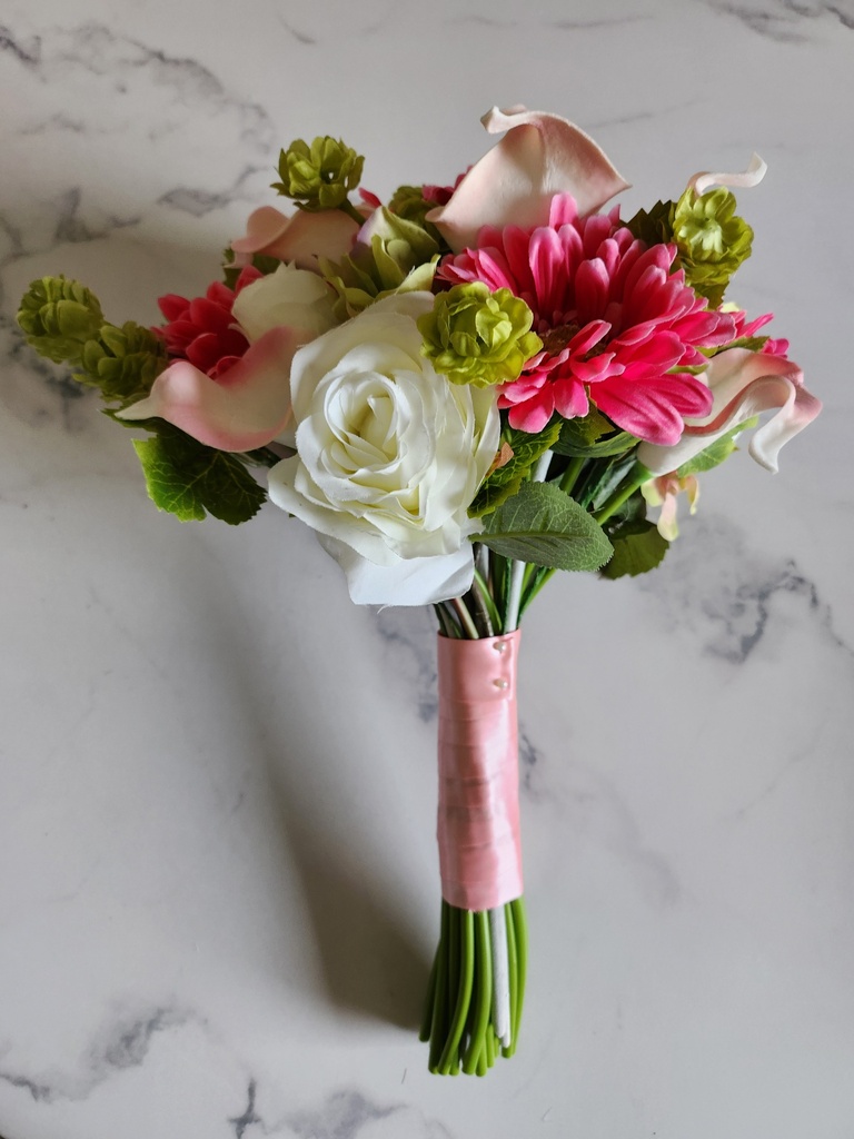 Bouquet artificiel gerberas, callas, roses