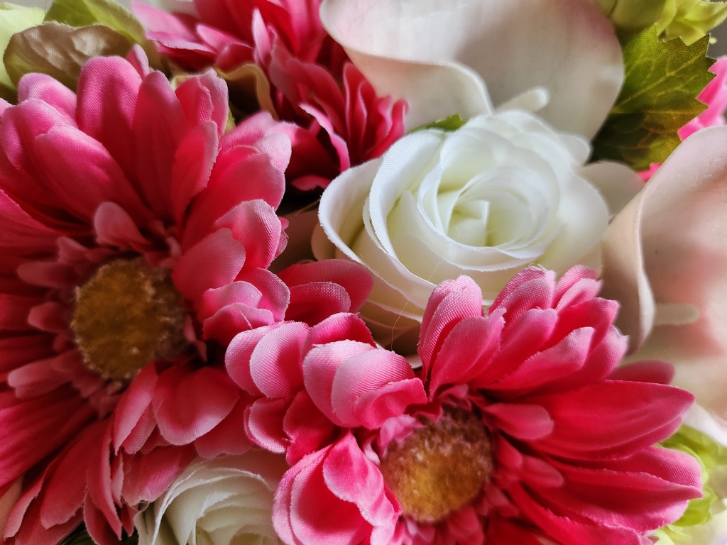 Bouquet artificiel gerberas, callas, roses