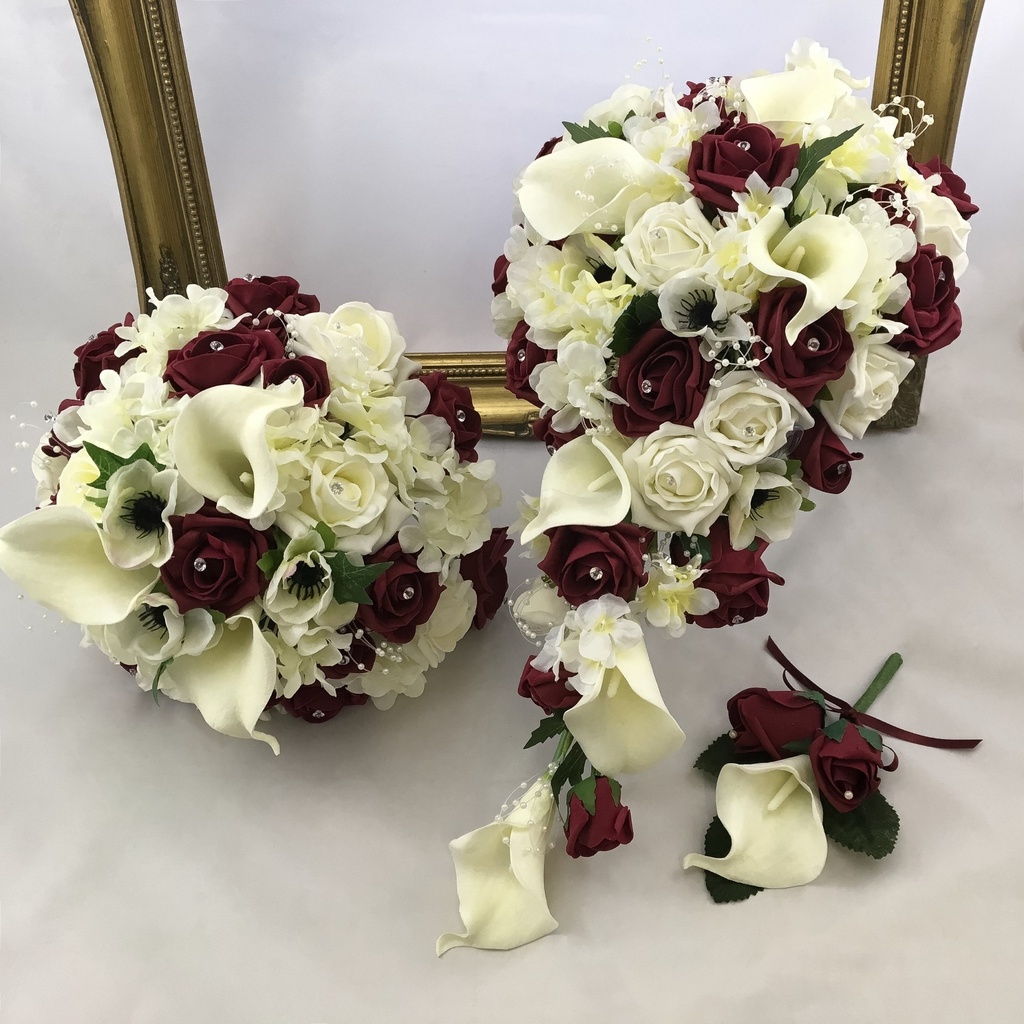 Bouquet tombant artificiel roses, anémones, callas