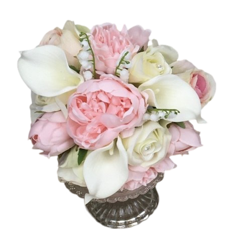 Bouquet artificiel callas, roses, pivoines et muguet 