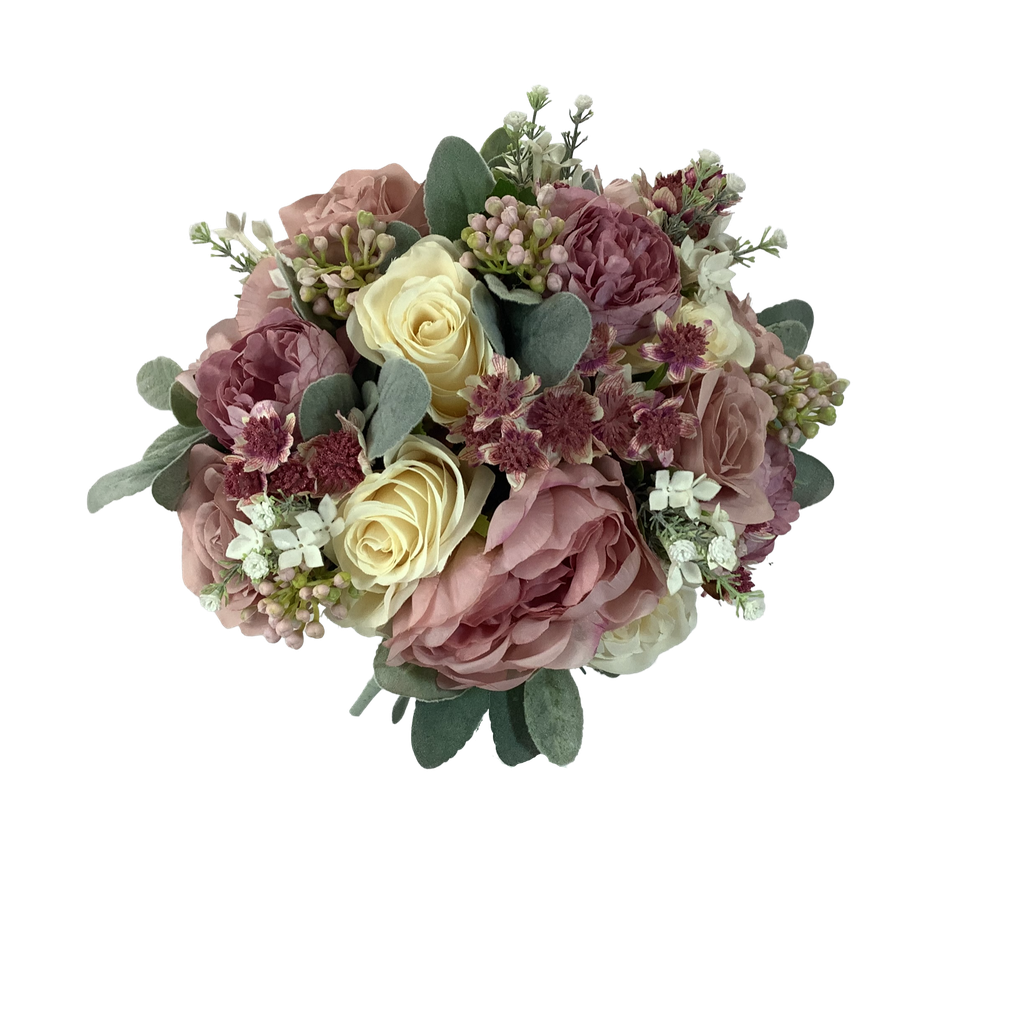 Bouquet artificiel pivoine, rose et astrance