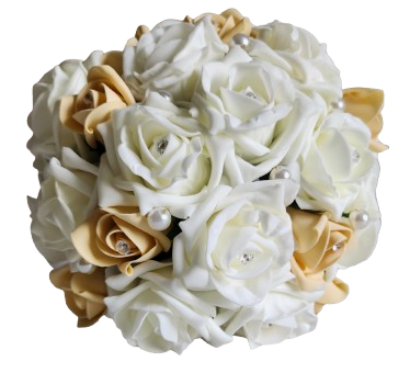 Bouquet artificiel composé de roses et de perles
