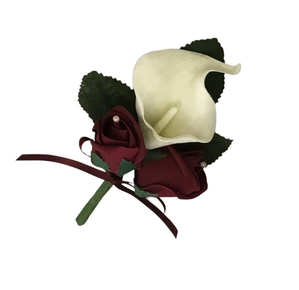 Boutonnière callas et roses