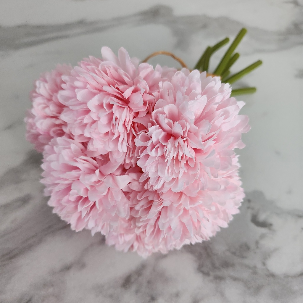 Petit bouquet pompon rose 7 tiges
