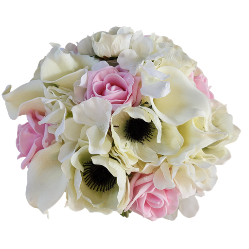 Bouquet artificiel de roses, d'anémones, callas