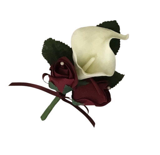 Boutonnière callas et roses