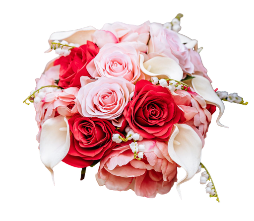 [L'esme Joy] Bouquet artificiel callas, roses, pivoines et muguet 