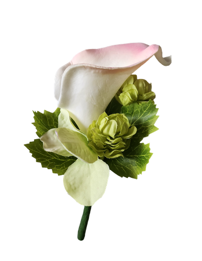 Boutonnière artificiel lys calla et lierre