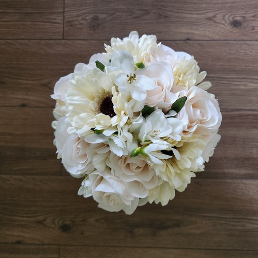 Bouquet de roses, de gerberas et de freesia