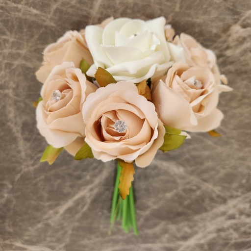 Petit bouquet de 7 roses crème et beige
