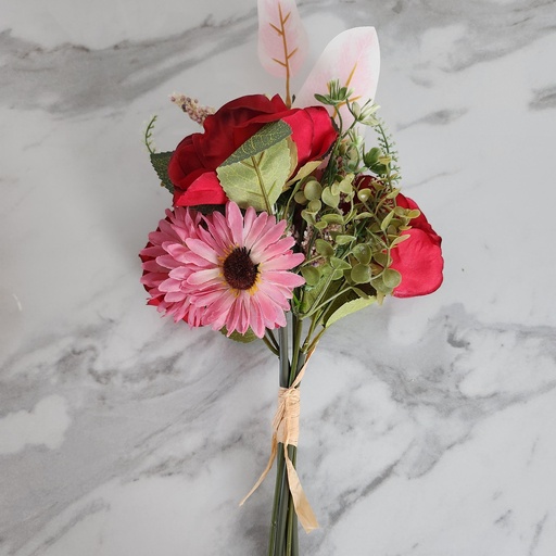 Petit bouquet composé bohême rouge