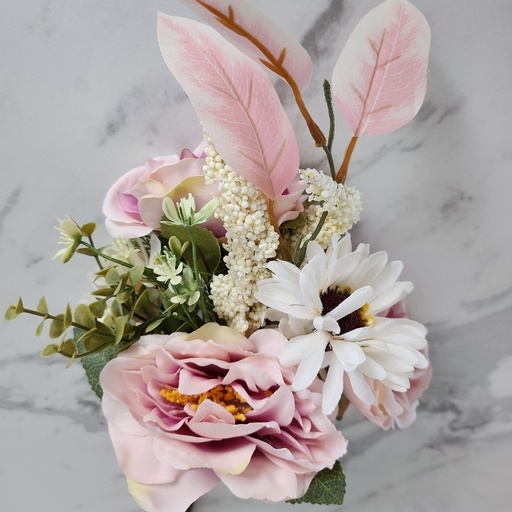 Petit bouquet composé bohême rose