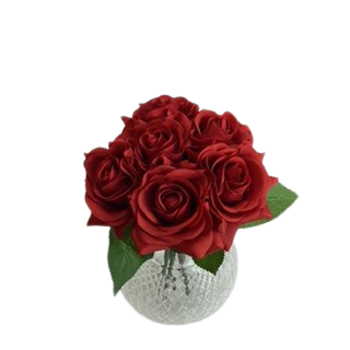 6 roses en soie texture fraîche