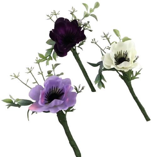 Boutonnière en soie d'anémone