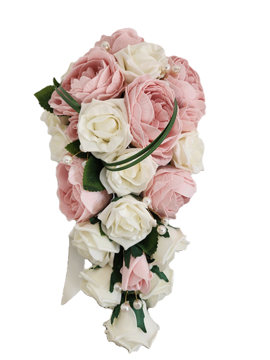 [CREATION - anastasia] Bouquet cascade en soie roses et pivoines