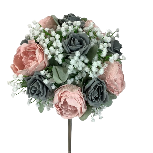 [VGHTLG6 Anna] Bouquet artificiel de rose, pivoine et gypsophile