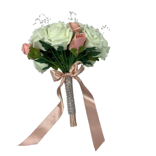 Bouquet artificiel roses et boutons de roses