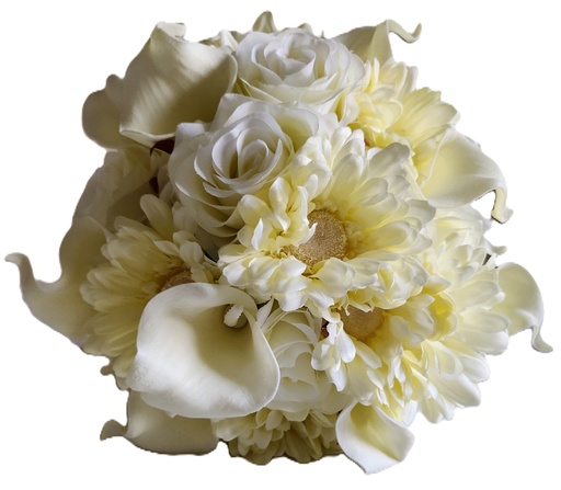 Grand bouquet artificiel de gerberas, callas et roses