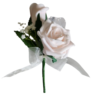 Boutonnière rose et bouton de rose
