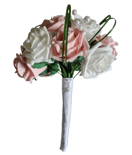 Bouquet de roses artificiel avec des brins d'herbe enroulés