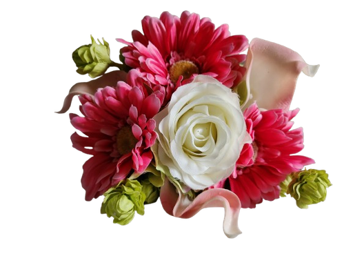 [VGGSM801HP Alba] Petit bouquet artificiel callas, gerberas et roses